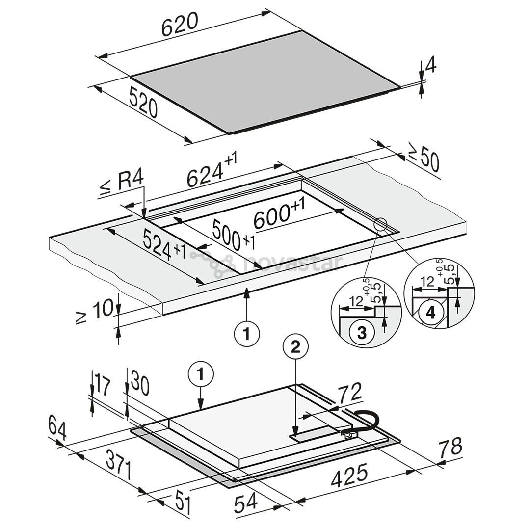 Miele, width 62 cm, black - Built-in induction hob