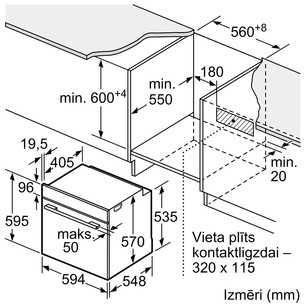 Bosch, Series 6, pirolizė, 71 L, juoda - Įmontuojama orkaitė