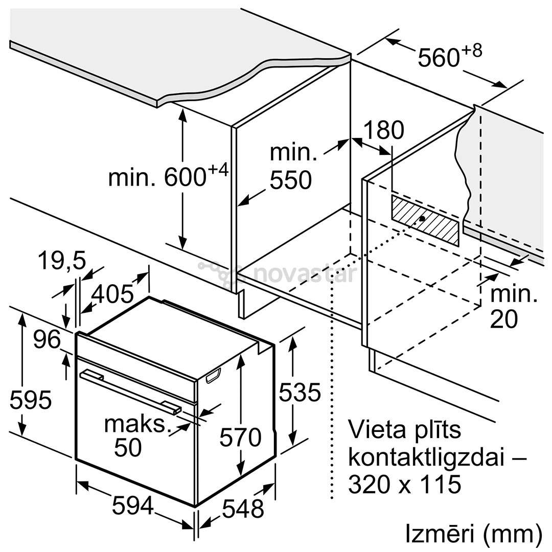 Bosch, Series 6, pirolizė, 71 L, juoda - Įmontuojama orkaitė