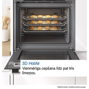 Bosch, Series 6, pirolizė, 71 L, juoda - Įmontuojama orkaitė