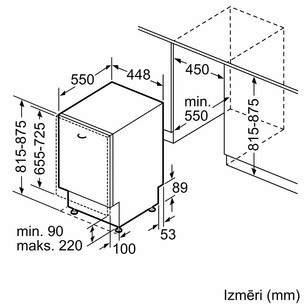 Bosch, Series 4, 10 komplektų talpa - Įmontuojama indaplovė