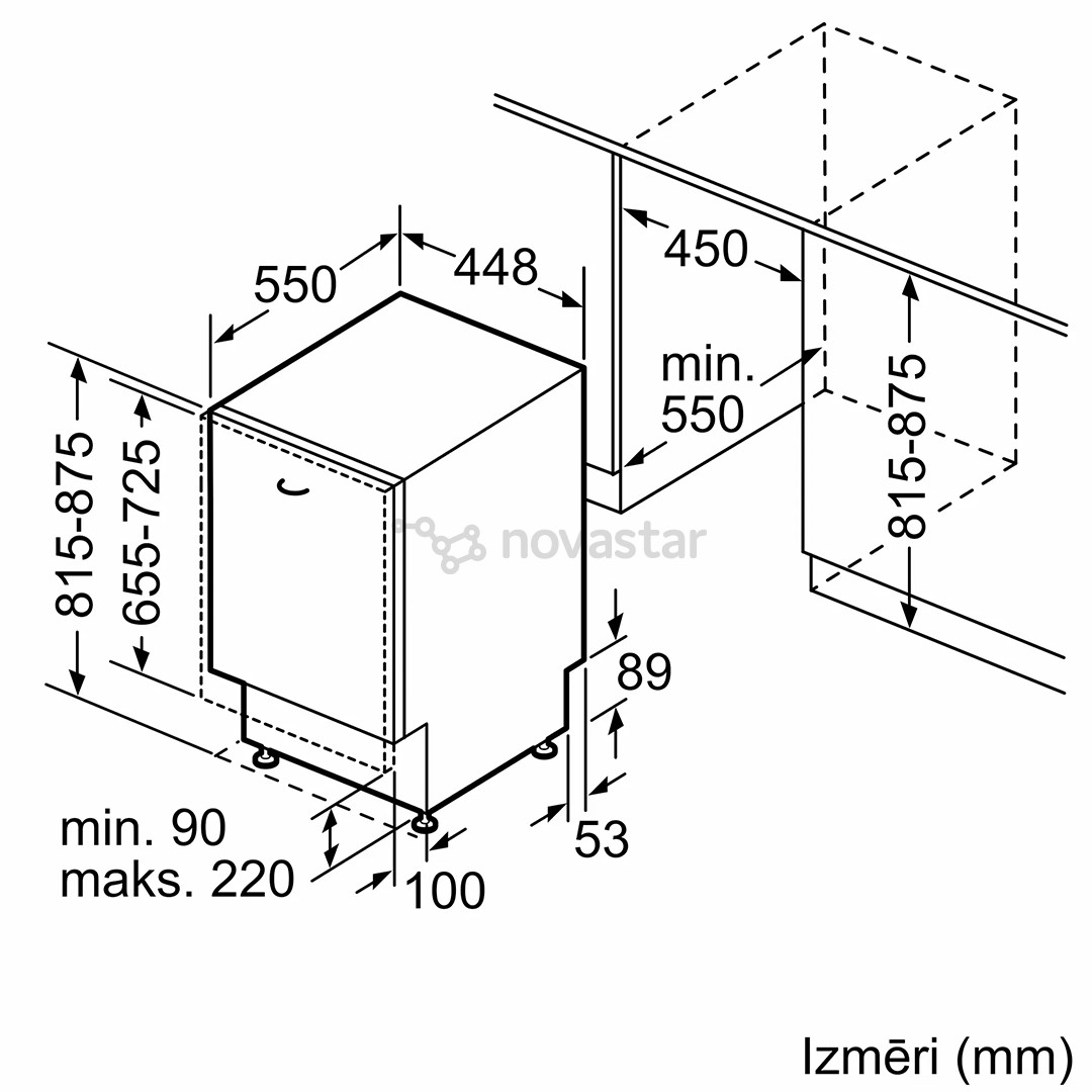 Bosch, Series 4, 10 komplektų talpa - Įmontuojama indaplovė