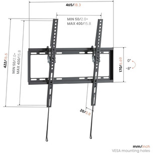 Vogel's UP 4013 Tilting M, 32-65", juodas - Sieninis televizoriaus laikiklis