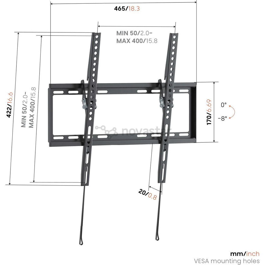 Vogel's UP 4013 Tilting M, 32-65", juodas - Sieninis televizoriaus laikiklis