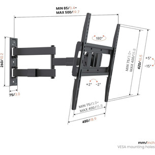 Vogel's UP 4043 Full-Motion M, 32 - 65", черный - Настенное крепление для телевизора