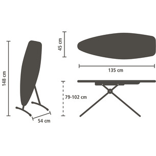 Brabantia, D, 135x45 cm, šviesiai pilka - Garinimo ir lyginimo lenta