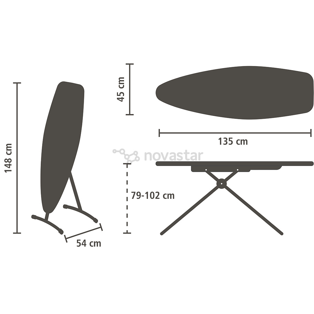 Brabantia, D, 135x45 cm, šviesiai pilka - Garinimo ir lyginimo lenta