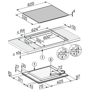 Miele, PowerFlex kaitinimo zona, plotis 62 cm, matinė juoda - Įmontuojama indukcinė kaitlentė