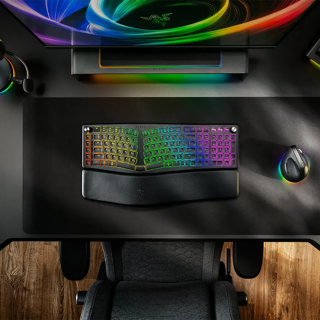 Razer Pro Type Ergo, tactile, US, juoda - Belaidė klaviatūra