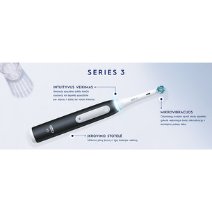 Braun Oral-B iO3, juodas - Elektrinis dantų šepetėlis