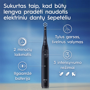 Elektrinis dantų šepetėlis Braun Oral-B iO2, kelioninis dėklas, juodas