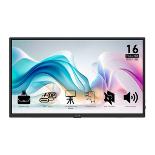 MSI PRO MP165 E6, 16'', USB-C, juodas - Nešiojamasis monitorius 9S6-3PE50M-001
