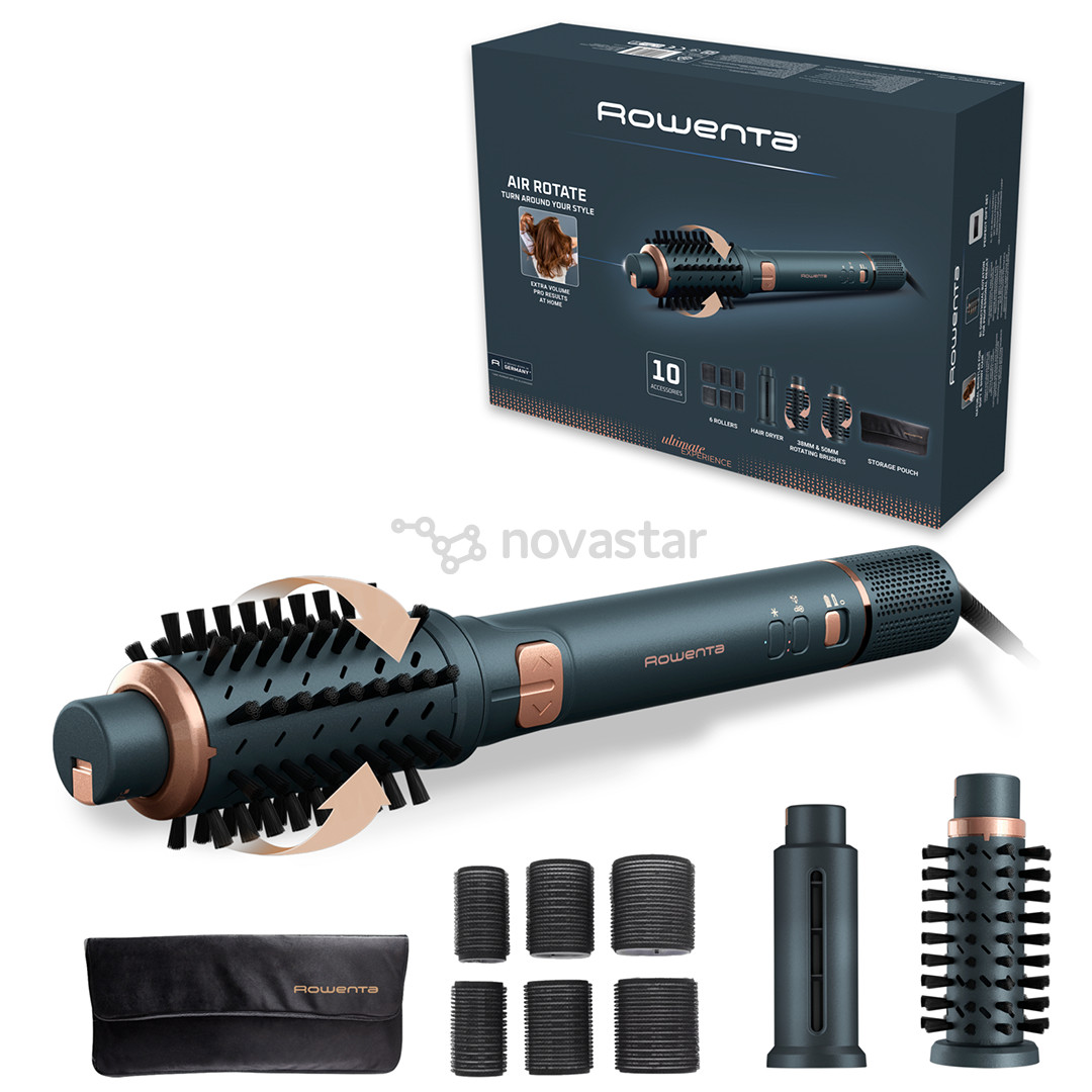 Rowenta Air Rotate, 1300 W, tamsiai žalios - Plaukų formavimo šukos