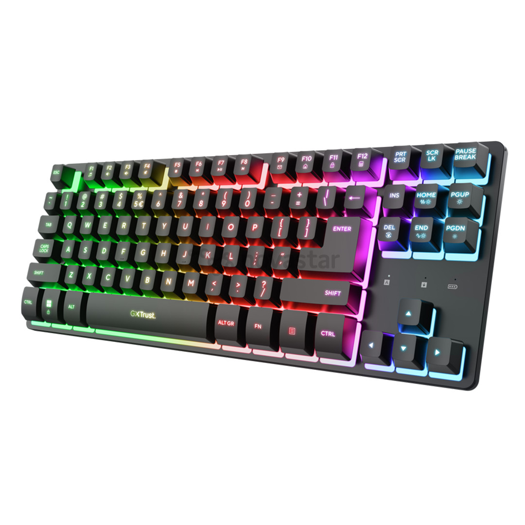 Trust GXT 831 Thado Wireless, TKL, SWE, juoda - Belaidė klaviatūra