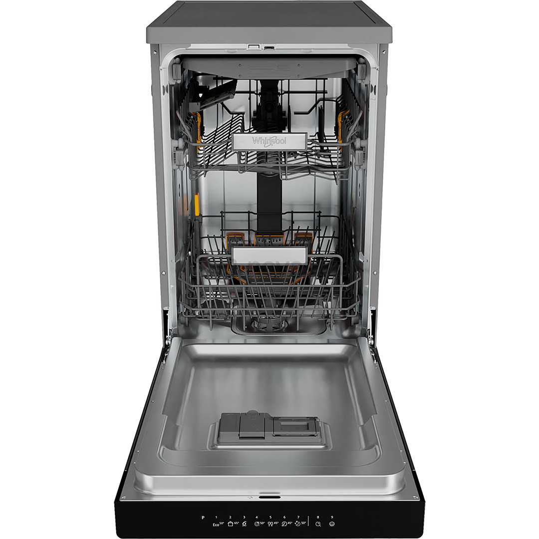 Whirlpool, 10 place settings, stainless steel - Free standing dishwasher