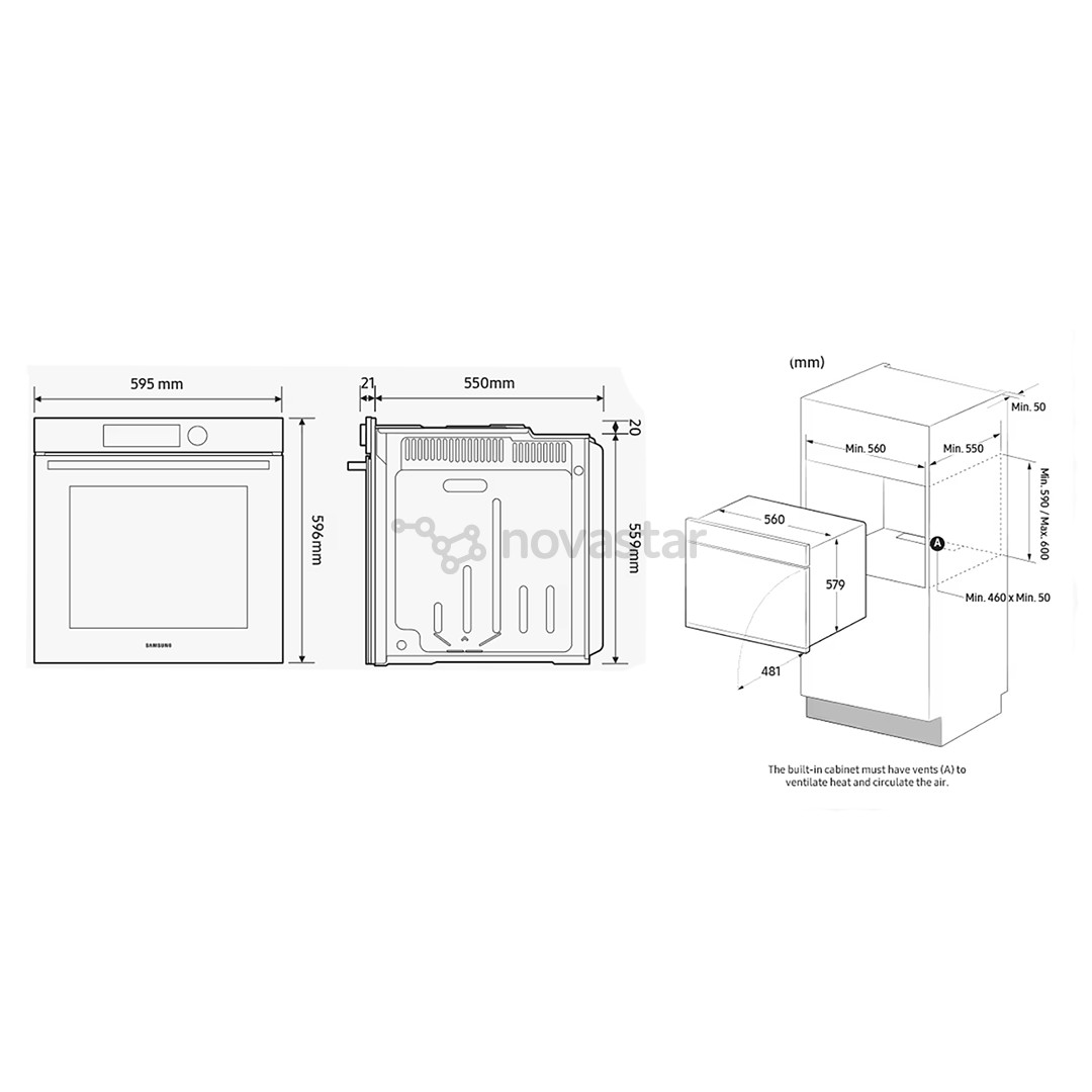 Samsung Dual Cook, katalizė, 76 L, juoda - Įmontuojama orkaitė