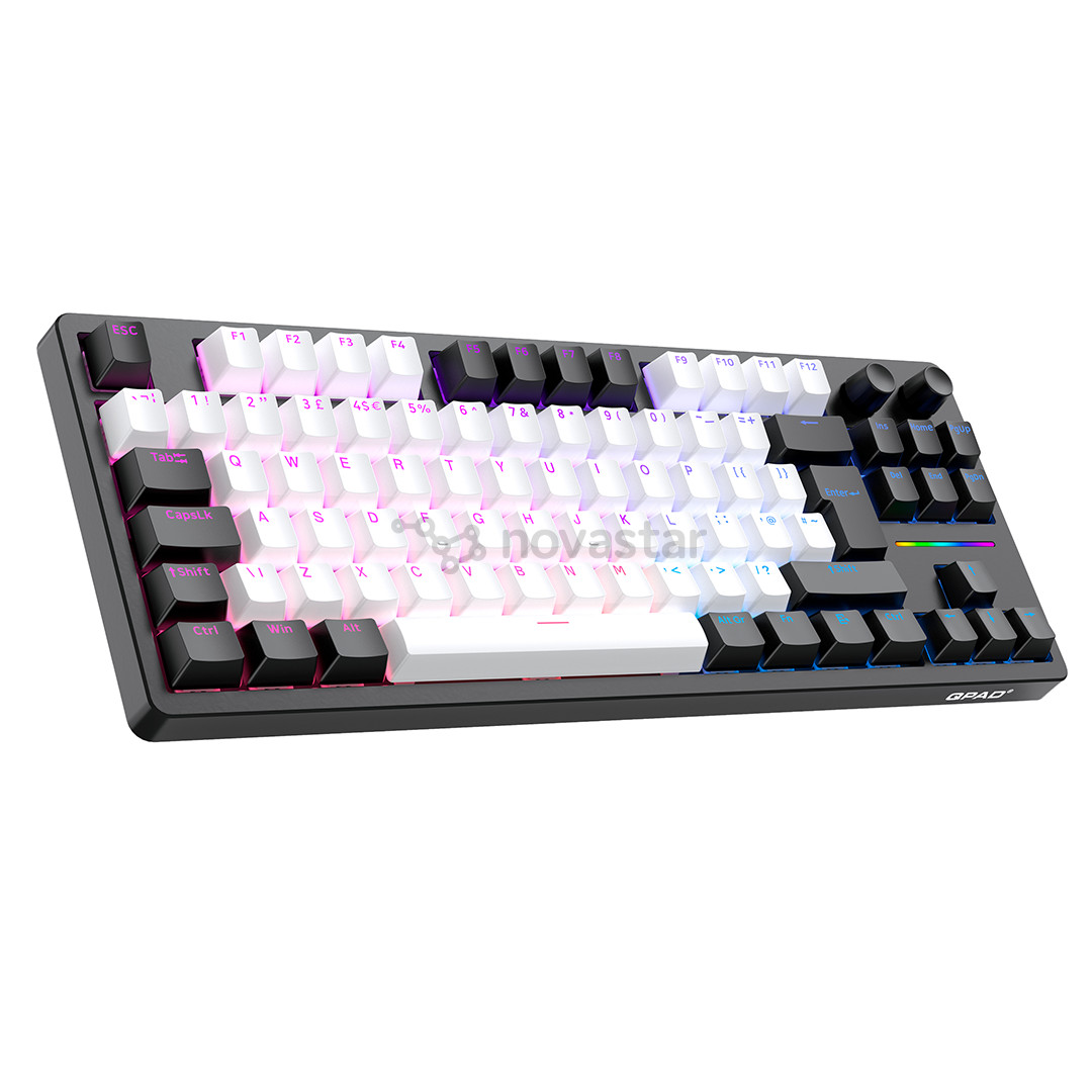 QPAD Loop TKL Model 3, US, balta/juoda - Belaidė klaviatūra