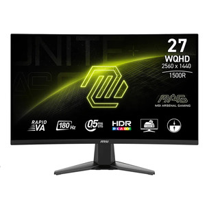 MSI MAG 27CQ6F, 27'', WQHD, Rapid VA, 180 Hz, lenktas, juodas - Monitorius 9S6-3CD91M-030