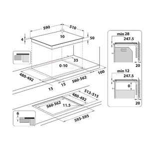 Whirlpool, width 59 cm, black - Built-in induction hob