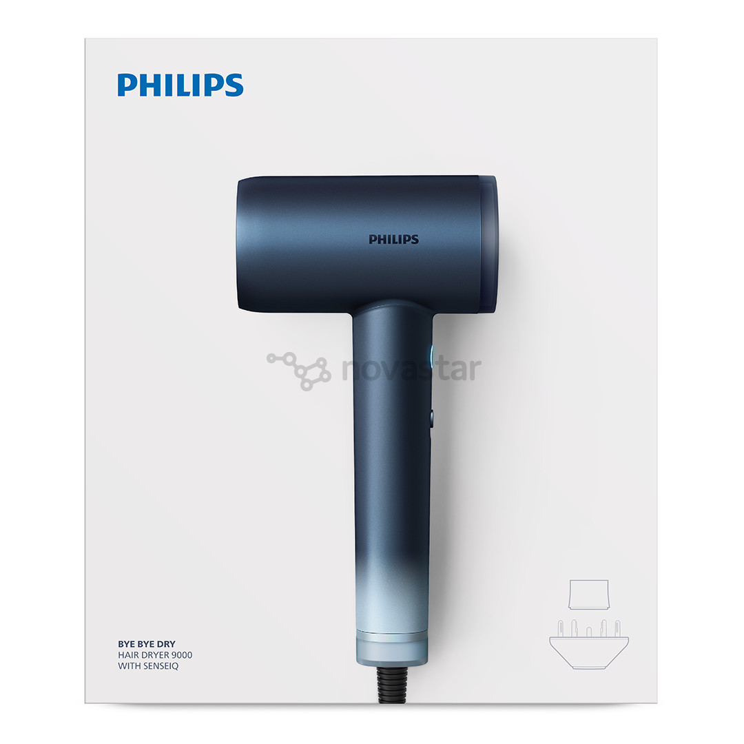 Philips Aqua Edition 9000, Aqua SenseIQ, 1400 W, dark blue - Hair dryer
