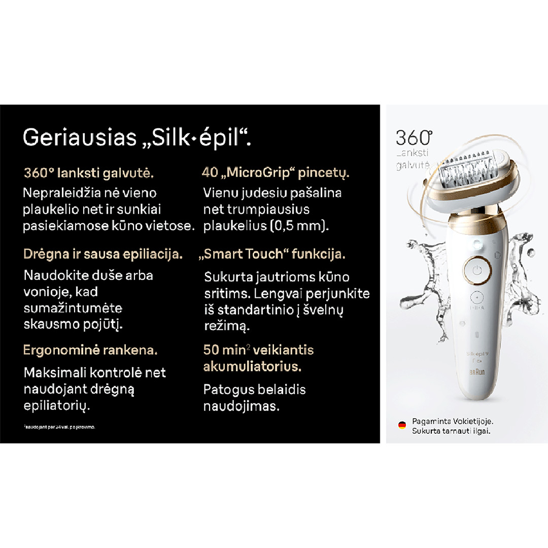 Braun Silk epil 9 Flex, baltas - Epiliatorius