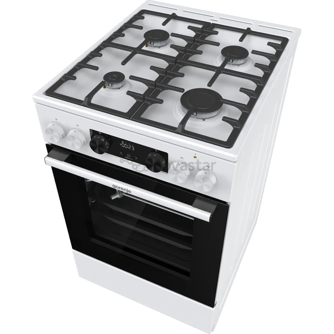 Gorenje, 70 L, plotis 50 cm, balta - Dujinė viryklė su elektrine orkaite