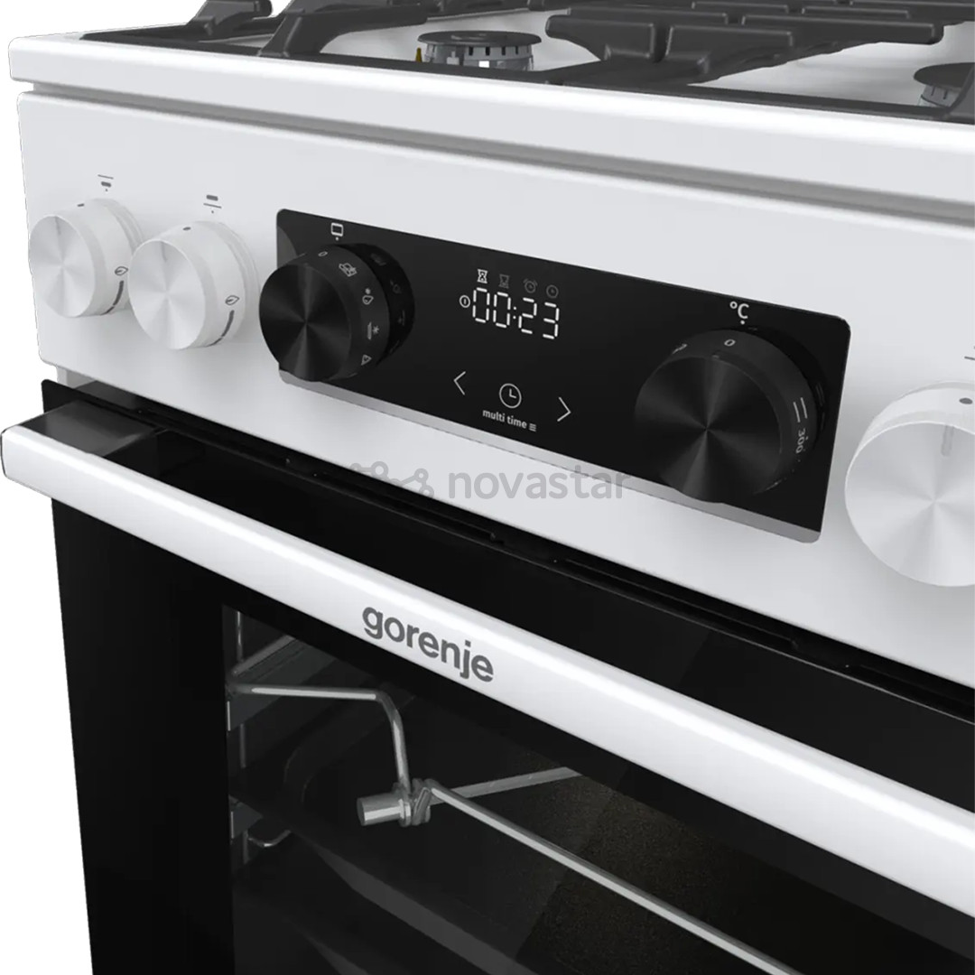 Gorenje, 70 L, plotis 50 cm, balta - Dujinė viryklė su elektrine orkaite