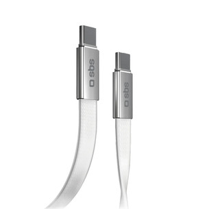 SBS Slim charging and data cable, 60 Вт, 1 м, USB-C, белый - Кабель TECABLETCCFLAT60W