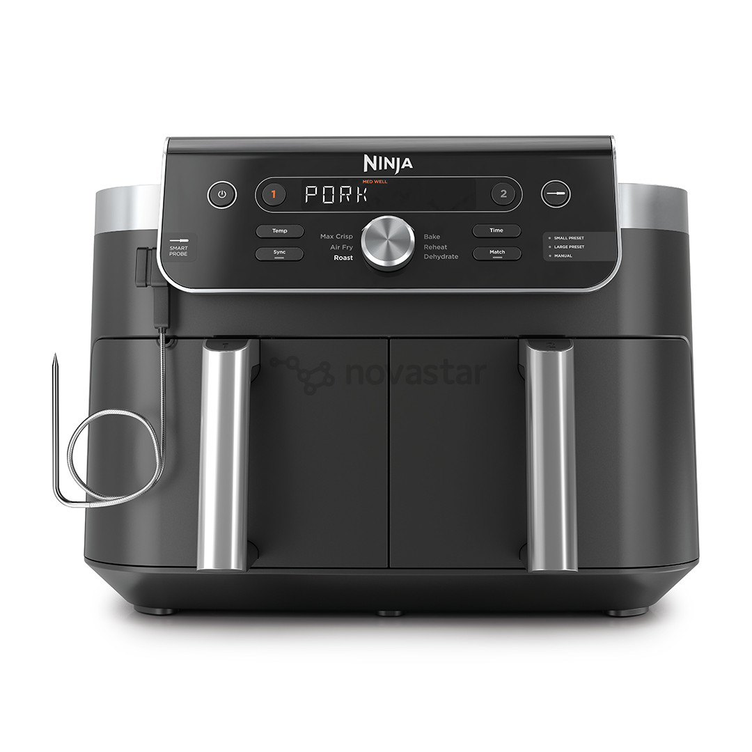 Ninja DualZone XL, 9,5 l, 2470 W, juoda - Karšto oro gruzdintuvė su išmaniuoju termometru DZ950EU