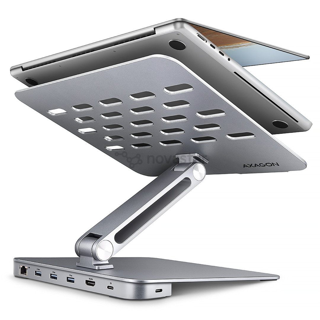 Axagon HMC-STND, 10''-16'', HUB 7in1, aluminum - Notebook stand HMC-STND