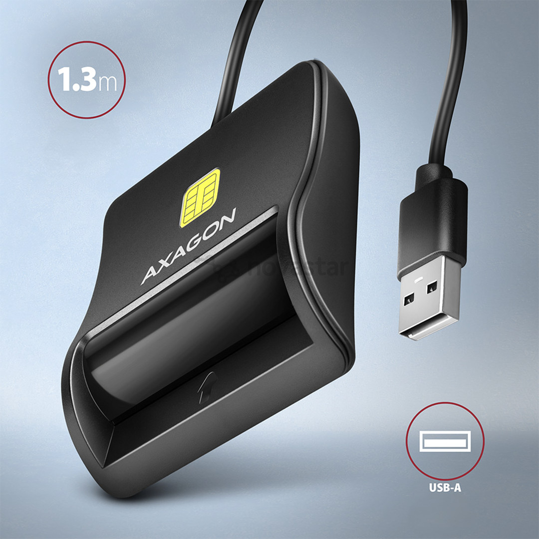 AXAGON CRE-SM3N, USB-A, black - Smart card reader