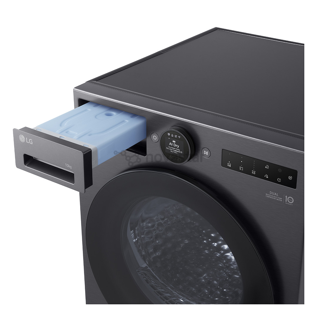LG, Heat pump, 10 kg, depth 66 cm, matte black - Clothes dryer