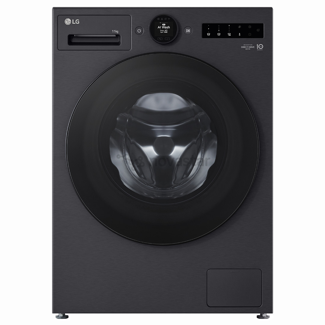 LG TurboWash 360˚, 11 kg, gylis 55 cm, 1400 aps./min., matinė juoda - Skalbimo mašina F4X7511TBB.AEBQPCE