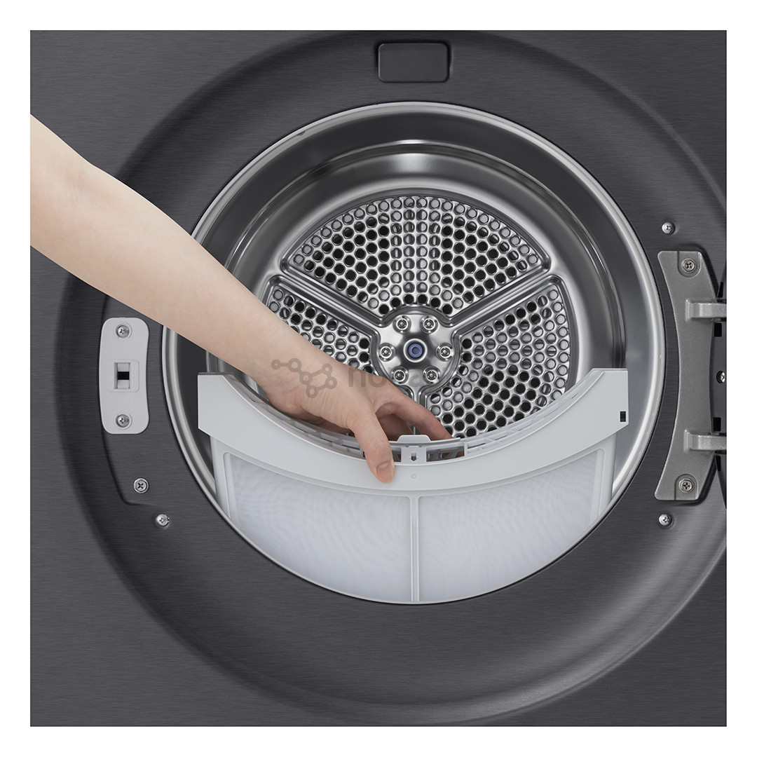 LG, Heat pump, 10 kg, depth 66 cm, matte black - Clothes dryer
