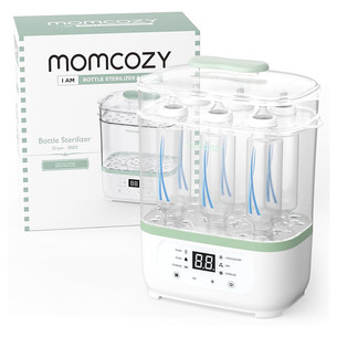 Momcozy, 8 viename, baltas/žalias - Kūdikių buteliukų garinis sterilizatorius STERILIZER-8IN1