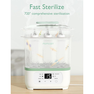 Momcozy, 8 viename, baltas/žalias - Kūdikių buteliukų garinis sterilizatorius