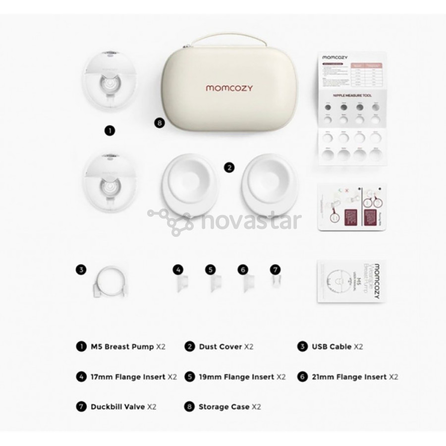 Momcozy M5 Wearable, dvigubas, baltas - Pientraukis