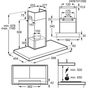 Electrolux 700 Series, 730 m³/val., plotis 60 cm, juodas - Gartraukis