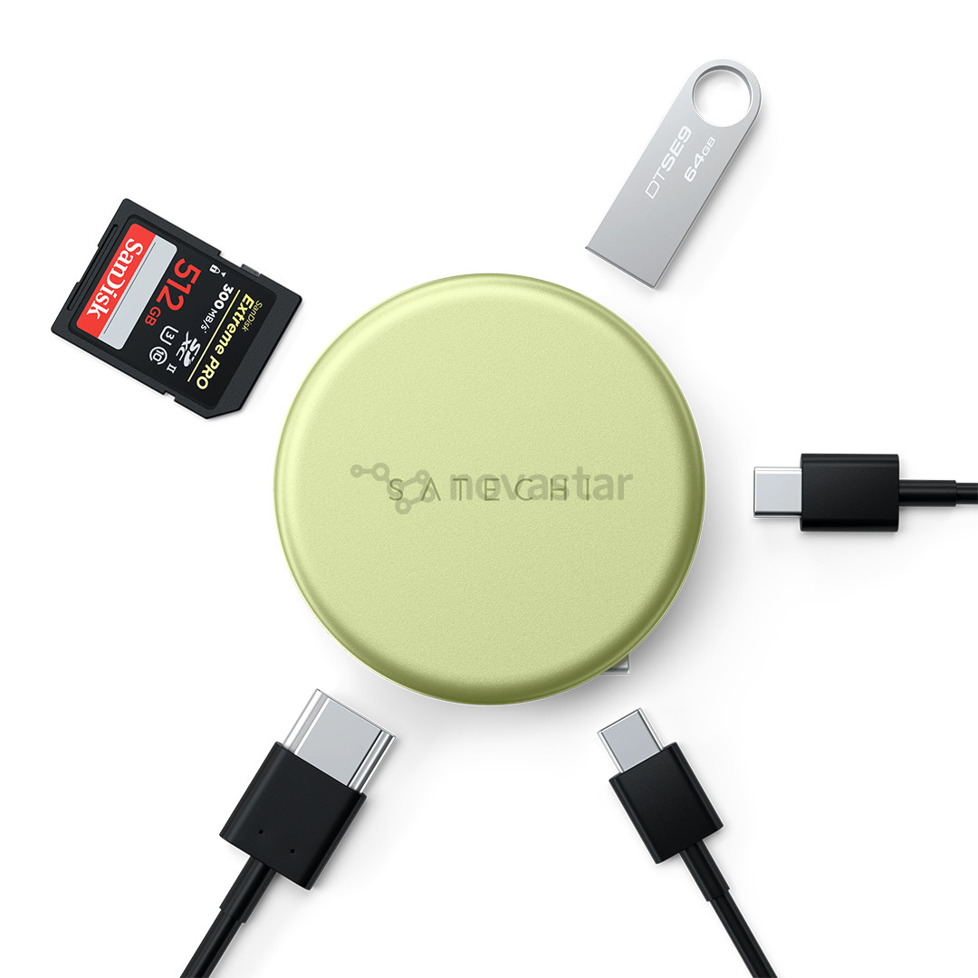 Satechi OntheGo 5-in-1 Multiport Adapter, geltonas - Adapteris