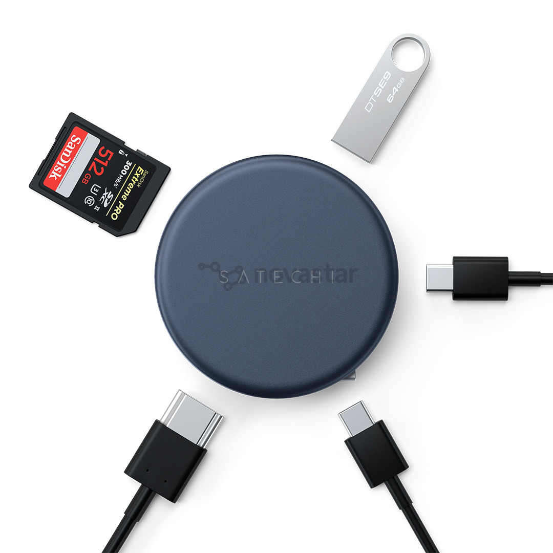Satechi OntheGo 5-in-1 Multiport Adapter, tamsiai mėlynas - Adapteris