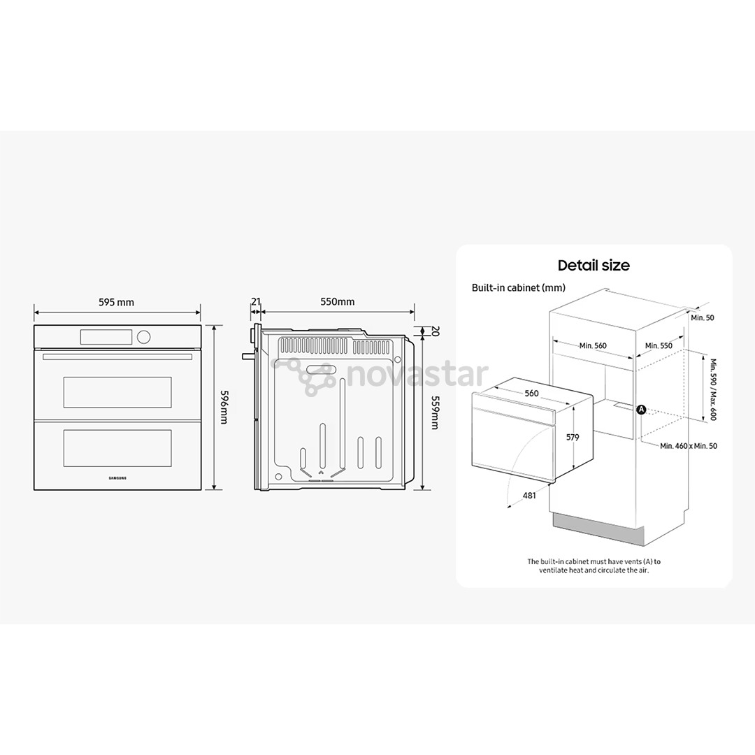 Samsung Dual Cook Flex, katalizė, 76 L, juoda - Įmontuojama orkaitė