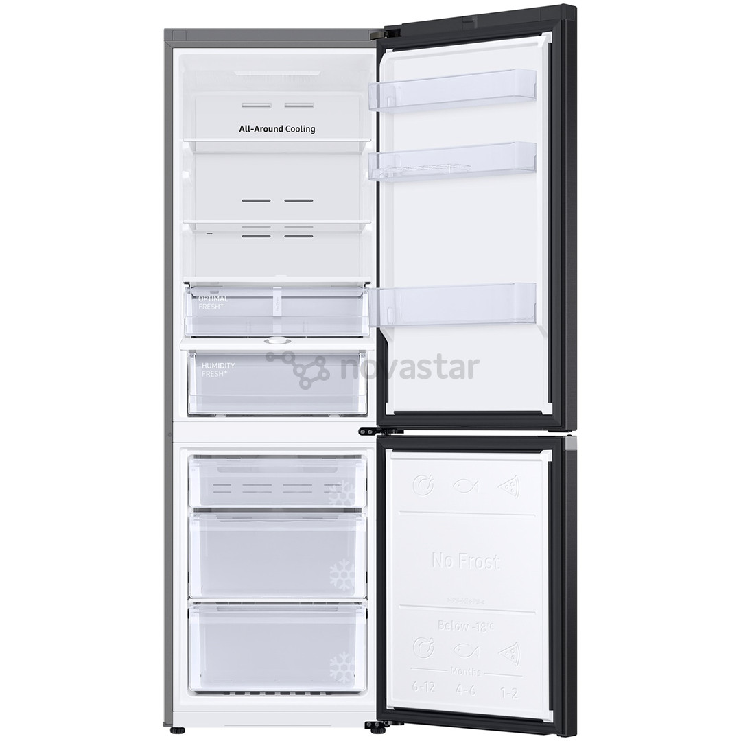 Samsung, No Frost, 344 L, aukštis 186 cm, juodas - Šaldytuvas