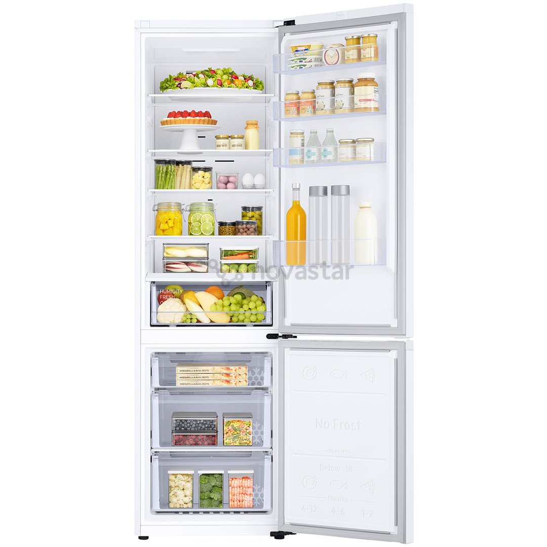 Samsung, NoFrost, 390 L, aukštis 203 cm, baltas - Šaldytuvas