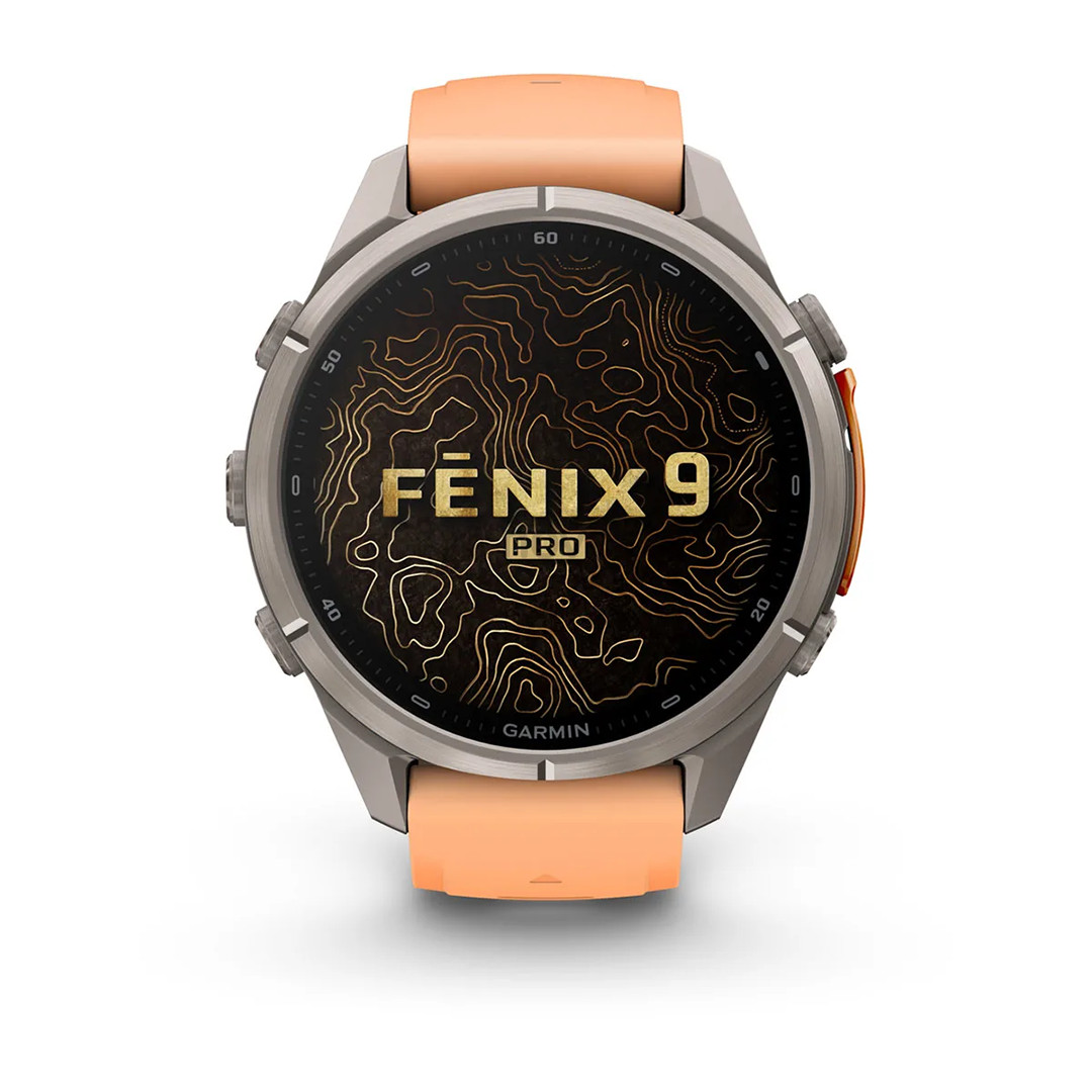 Garmin Fenix 9 Pro, 43 мм, inReach, титан, розовый/оранжевый - Спортивные часы