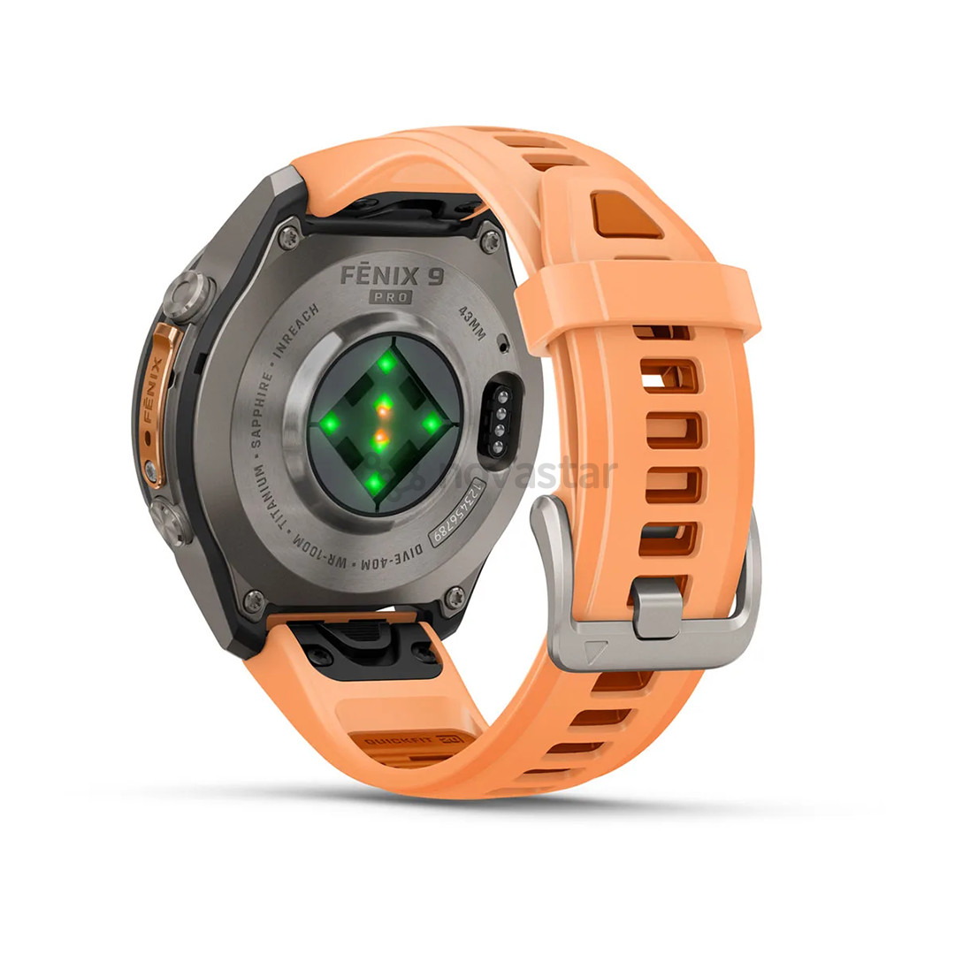Garmin Fenix 9 Pro, 43 мм, inReach, титан, розовый/оранжевый - Спортивные часы
