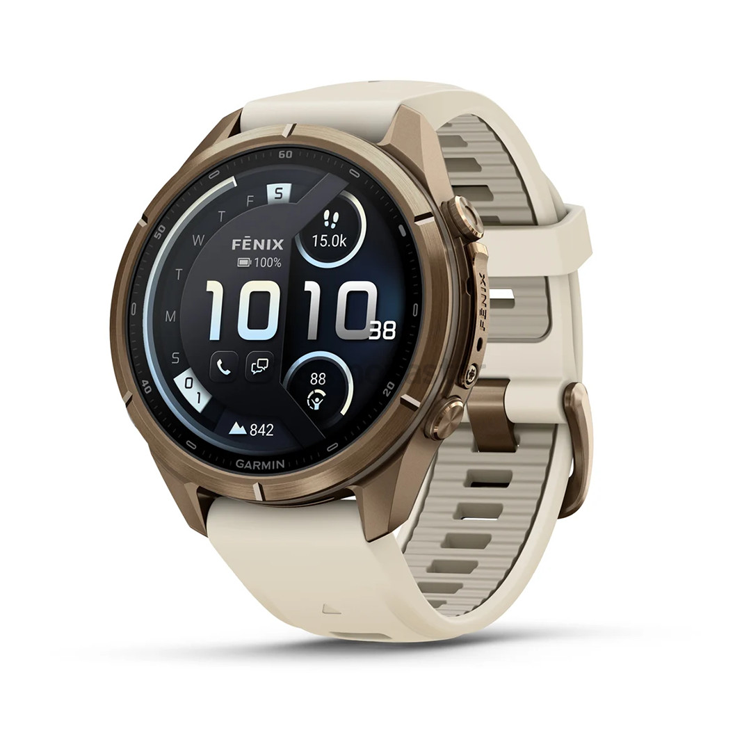 Garmin Fenix 9 Pro, 43 мм, inReach, золотистый титан, бежевый/серый - Спортивные часы