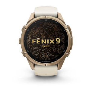 Garmin Fenix 9 Pro, 43 мм, inReach, золотистый титан, бежевый/серый - Спортивные часы
