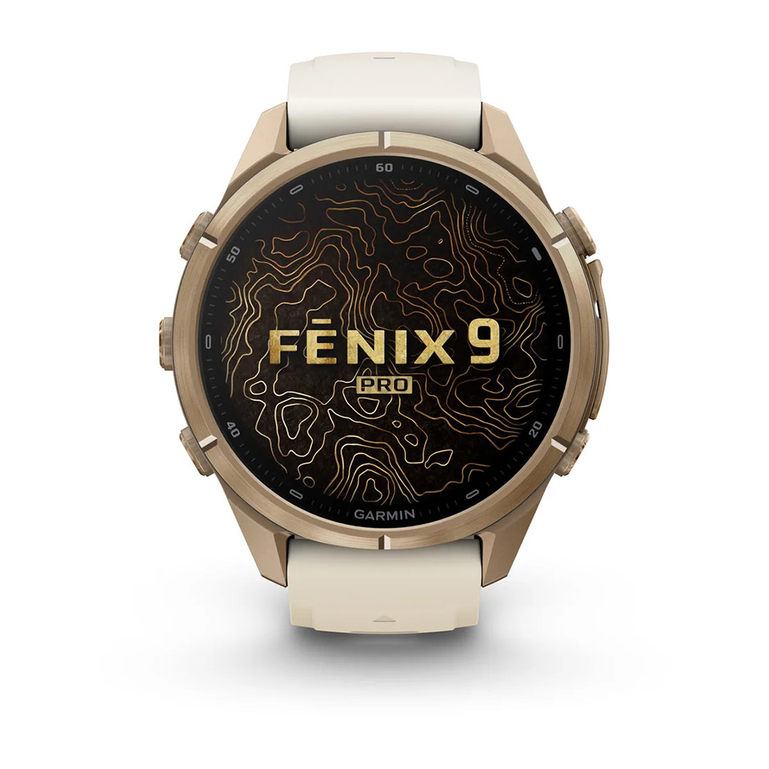 Garmin Fenix 9 Pro, 43 мм, inReach, золотистый титан, бежевый/серый - Спортивные часы