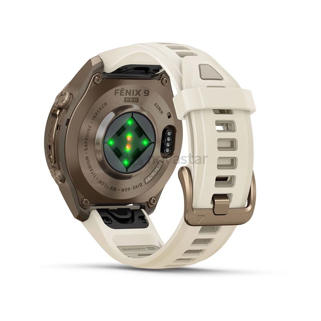 Garmin Fenix 9 Pro, 43 мм, inReach, золотистый титан, бежевый/серый - Спортивные часы