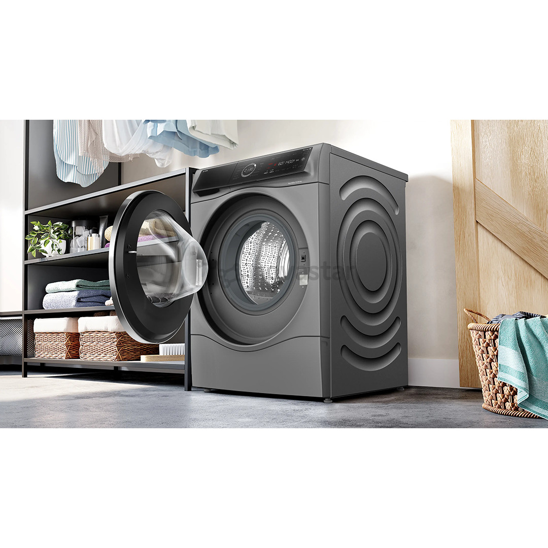 Bosch, Series 8, i-Dos, 10,5 kg/6 kg, gylis 62,2 cm, 1400 aps./min., pilka - Skalbimo mašina - džiovyklė